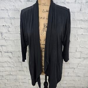 Toad  & co cardigan top Sz L long sleeve black charcoal A39